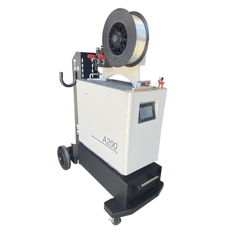 Air-Cooled Continuous-Wave Fiber Laser with Mobile Trolley
